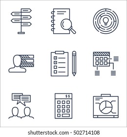 Set Of Project Management Icons On Investment, Schedule And Reminder Topics. Editable Vector Illustration. Includes Skills, Schedule And Brainstorming Vector Icons.