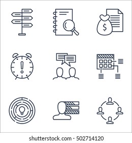 Set Of Project Management Icons On Opportunity, Discussion And Collaboration Topics. Editable Vector Illustration. Includes Collaboration, Brainstorming And Report Vector Icons.