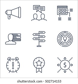 Set Of Project Management Icons On Money, Discussion And Announcement Topics. Editable Vector Illustration. Includes Team, Idea And Making Vector Icons.