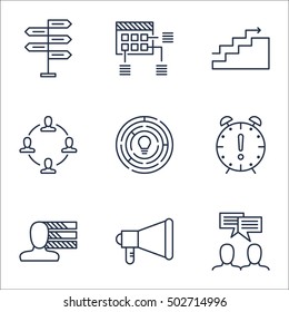 Set Of Project Management Icons On Time Management, Announcement And Innovation Topics. Editable Vector Illustration. Includes Date, Personal And Goal Vector Icons.
