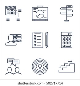 Set Of Project Management Icons On Discussion, Opportunity And Reminder Topics. Editable Vector Illustration. Includes Decision, Presentation And Fork Vector Icons.