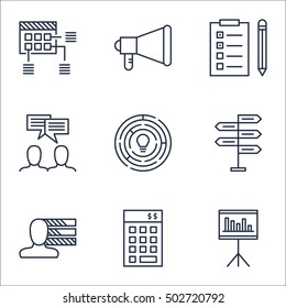 Set Of Project Management Icons On Investment, Announcement And Reminder Topics. Editable Vector Illustration. Includes Reminder, Skills And Statistics Vector Icons.