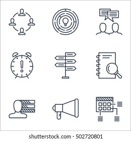 Set Of Project Management Icons On Collaboration, Schedule And Discussion Topics. Editable Vector Illustration. Includes Skills, Meeting And Making Vector Icons.