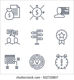 Set Of Project Management Icons On Discussion, Present Badge And Innovation Topics. Editable Vector Illustration. Includes Project, Plan And Fork Vector Icons.