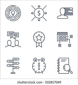 Set Of Project Management Icons On Money, Schedule And Analysis Topics. Editable Vector Illustration. Includes Idea, Making And Team Vector Icons.