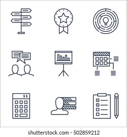 Set Of Project Management Icons On Innovation, Opportunity And Personal Skills Topics. Editable Vector Illustration. Includes List, Meeting And Brainstorm Vector Icons.