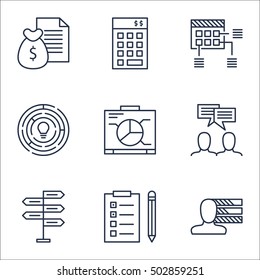 Set Of Project Management Icons On Discussion, Innovation And Reminder Topics. Editable Vector Illustration. Includes Schedule, Chart And Team Vector Icons.