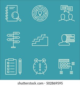 Set Of Project Management Icons On Reminder, Analysis And Personal Skills Topics. Editable Vector Illustration. Includes Analysis, Time And Chart Vector Icons.