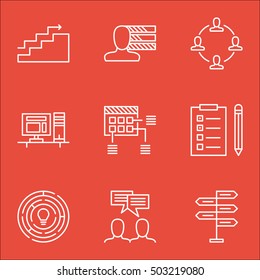 Set Of Project Management Icons On Personal Skills, Schedule And Discussion Topics. Editable Vector Illustration. Includes Making, Team And Reminder Vector Icons.