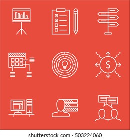 Set Of Project Management Icons On Money, Computer And Schedule Topics. Editable Vector Illustration. Includes Schedule, Brainstorming And Statistics Vector Icons.
