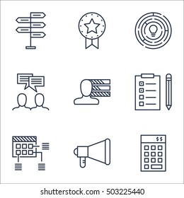 Set Of Project Management Icons On Investment, Reminder And Innovation Topics. Editable Vector Illustration. Includes Discussion, Badge And Fork Elements