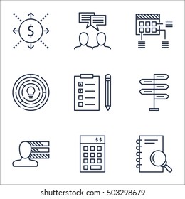 Set Of Project Management Icons On Opportunity, Analysis And Reminder Topics. Editable Vector Illustration. Includes Brainstorming, Budget And Project Vector Icons.