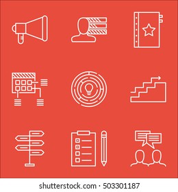 Set Of Project Management Icons On Opportunity, Reminder And Warranty Topics. Editable Vector Illustration. Includes Decision, Announcement And Management Vector Icons.