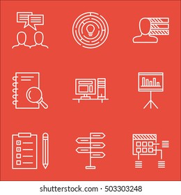Set Of Project Management Icons On Computer, Schedule And Presentation Topics. Editable Vector Illustration. Includes Project, Statistics And Making Vector Icons.