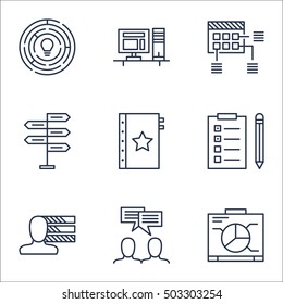 Set Of Project Management Icons On Opportunity, Schedule And Warranty Topics. Editable Vector Illustration. Includes Discussion, List And Brainstorm Vector Icons.