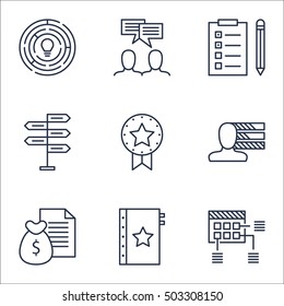 Set Of Project Management Icons On Warranty, Schedule And Discussion Topics. Editable Vector Illustration. Includes Idea, Task And List Vector Icons.