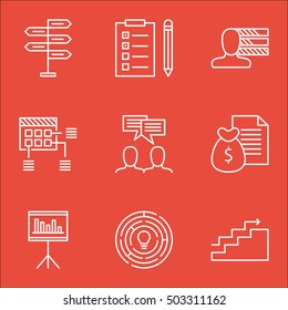 Set Of Project Management Icons On Schedule, Reminder And Growth Topics. Editable Vector Illustration. Includes List, Report And Meeting Vector Icons.