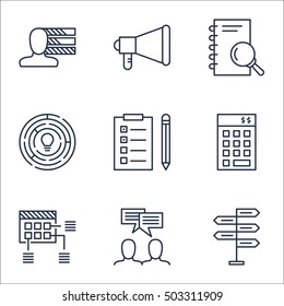 Set Of Project Management Icons On Announcement, Personal Skills And Investment Topics. Editable Vector Illustration. Includes Schedule, List And Idea Vector Icons.