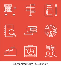 Set Of Project Management Icons On Innovation, Reminder And Personal Skills Topics. Editable Vector Illustration. Includes Meeting, Brainstorming And Reminder Vector Icons.