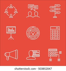 Set Of Project Management Icons On Collaboration, Schedule And Discussion Topics. Editable Vector Illustration. Includes Discussion, Decision And Presentation Vector Icons.