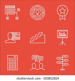 Set Of Project Management Icons On Opportunity, Innovation And Discussion Topics. Editable Vector Illustration. Includes Investment, Budget And Badge Vector Icons.