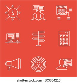 Set Of Project Management Icons On Personal Skills, Discussion And Announcement Topics. Editable Vector Illustration. Includes Cash, Making And Personality Vector Icons.