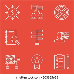 Set Of Project Management Icons On Innovation, Analysis And Money Topics. Editable Vector Illustration. Includes Making, Research And Badge Vector Icons.