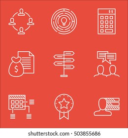 Set Of Project Management Icons On Personal Skills, Innovation And Discussion Topics. Editable Vector Illustration. Includes Finance, Badge And Plan Vector Icons.