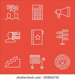 Set Of Project Management Icons On Discussion, Growth And Investment Topics. Editable Vector Illustration. Includes Project, Brainstorm And Advertising Vector Icons.