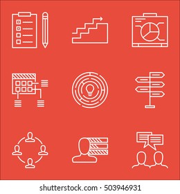 Set Of Project Management Icons On Collaboration, Schedule And Reminder Topics. Editable Vector Illustration. Includes Growth, Fork And Teamwork Vector Icons.