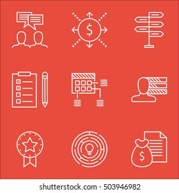 Set Of Project Management Icons On Personal Skills, Opportunity And Present Badge Topics. Editable Vector Illustration. Includes Team, Fork And Decision Vector Icons.