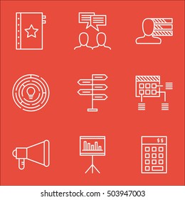 Set Of Project Management Icons On Discussion, Innovation And Warranty Topics. Editable Vector Illustration. Includes Quality, Investment And Advertising Vector Icons.
