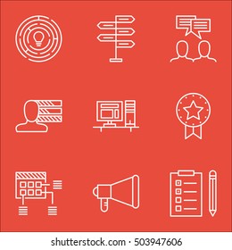Set Of Project Management Icons On Announcement, Schedule And Computer Topics. Editable Vector Illustration. Includes Announcement, Award And Computer Vector Icons.
