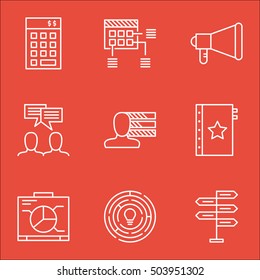 Set Of Project Management Icons On Innovation, Opportunity And Schedule Topics. Editable Vector Illustration. Includes Skills, Discussion And Budget Vector Icons.
