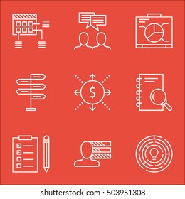 Set Of Project Management Icons On Money, Discussion And Innovation Topics. Editable Vector Illustration. Includes Flow, Task And Schedule Vector Icons.