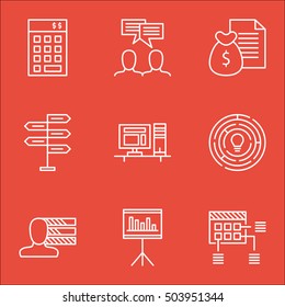 Set Of Project Management Icons On Schedule, Personal Skills And Discussion Topics. Editable Vector Illustration. Includes Brainstorming, Idea And Report Vector Icons.
