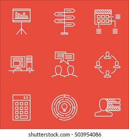 Set Of Project Management Icons On Presentation, Innovation And Discussion Topics. Editable Vector Illustration. Includes Statistic, Personality And Office Vector Icons.