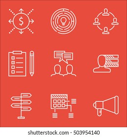 Set Of Project Management Icons On Discussion, Personal Skills And Money Topics. Editable Vector Illustration. Includes Money, Announcement And Task Vector Icons.
