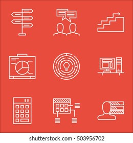 Set Of Project Management Icons On Personal Skills, Growth And Investment Topics. Editable Vector Illustration. Includes Office, Making And Team Vector Icons.
