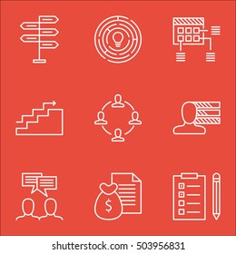 Set Of Project Management Icons On Personal Skills, Reminder And Schedule Topics. Editable Vector Illustration. Includes Personal, Brainstorm And Money Vector Icons.