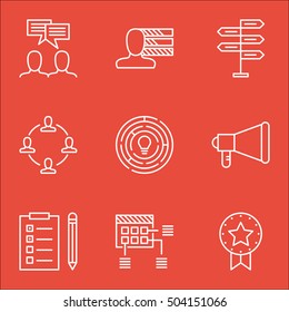 Set Of Project Management Icons On Reminder, Discussion And Personal Skills Topics. Editable Vector Illustration. Includes Personality, Collaboration And Badge Vector Icons.