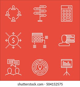 Set Of Project Management Icons On Discussion, Money And Opportunity Topics. Editable Vector Illustration. Includes Meeting, Schedule And Discussion Vector Icons.