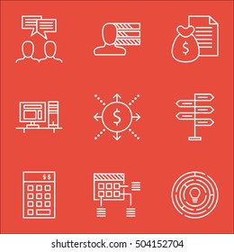 Set Of Project Management Icons On Money, Report And Personal Skills Topics. Editable Vector Illustration. Includes Discussion, Flow And Brainstorming Vector Icons.