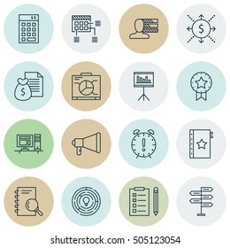 Set Of Project Management Icons On Warranty, Report And Time Management Topics. Editable Vector Illustration. Includes Statistics, Quality And Advertising Vector Icons.