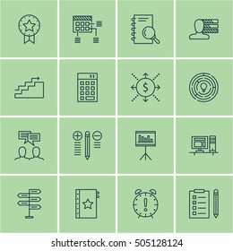 Set Of Project Management Icons On Time Management, Warranty And Opportunity Topics. Editable Vector Illustration. Includes Workspace, Goal And Making Vector Icons.