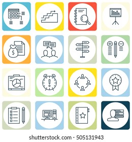 Set Of Project Management Icons On Time Management, Analysis And Opportunity Topics. Editable Vector Illustration. Includes Deadline, Reminder And Teamwork Vector Icons.