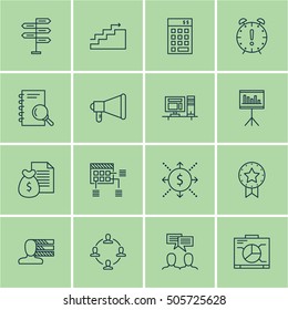 Set Of Project Management Icons On Growth, Analysis And Presentation Topics. Editable Vector Illustration. Includes Presentation, Statistic And Making Vector Icons.
