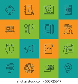 Set Of Project Management Icons On Analysis, Time Management And Announcement Topics. Editable Vector Illustration. Includes Brainstorming, Award And Skills Vector Icons.