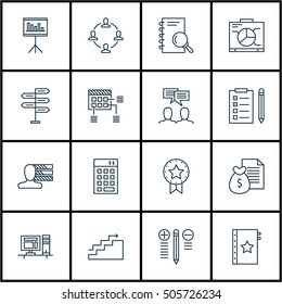 Set Of Project Management Icons On Board, Investment And Personal Skills Topics. Editable Vector Illustration. Includes Finance, Quality And Solution  Elements