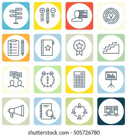 Set Of Project Management Icons On Announcement, Investment And Time Management Topics. Editable Vector Illustration. Includes Brainstorming, Research And List Vector Icons.